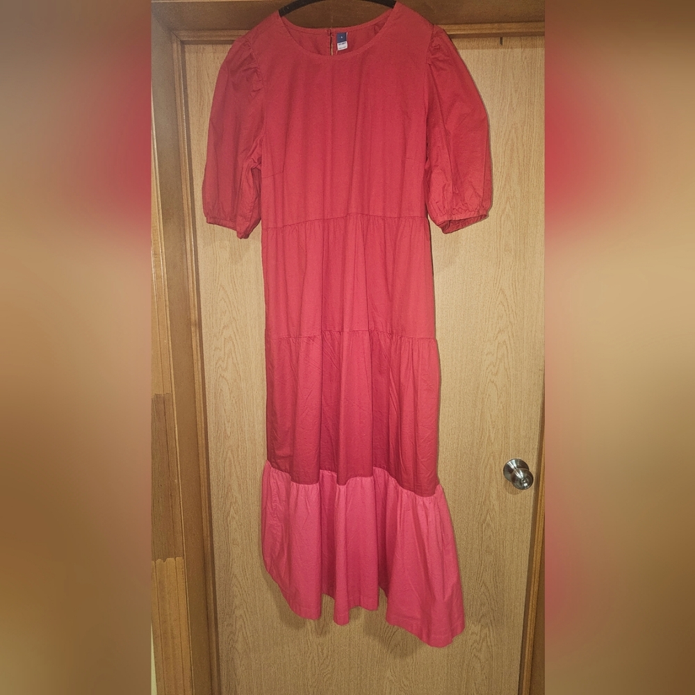 NWT Old Navy Puff Sleeve  Color Block Maxi Dress